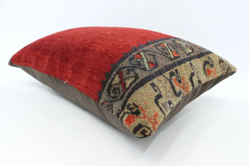 Ethnical Kilim Rug Pillow, Cushion Case, Boho Pillow Sham Cover, Pattern Throw Pillow Sham, Turkish Kilim Pillow, 16x24 Red Pillow Sham - 6