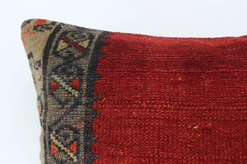 Ethnical Kilim Rug Pillow, Cushion Case, Boho Pillow Sham Cover, Pattern Throw Pillow Sham, Turkish Kilim Pillow, 16x24 Red Pillow Sham - 2