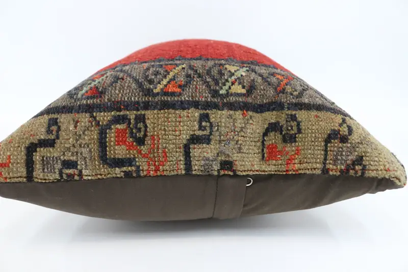 Ethnical Kilim Rug Pillow, Cushion Case, Boho Pillow Sham Cover, Pattern Throw Pillow Sham, Turkish Kilim Pillow, 16x24 Red Pillow Sham - 5