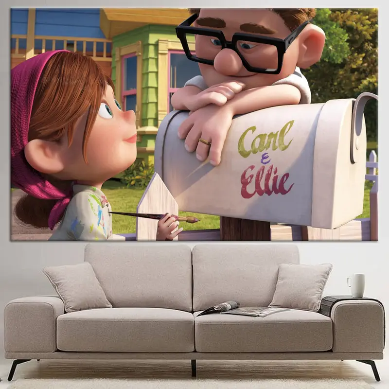 Carl And Ellie, Love Canvas, Movie Up Poster, Movie Up Wall Art, Movie Up Canvas, Carl Fredricksen, Cartoon Wall Art, Cartoon Canvas - 1