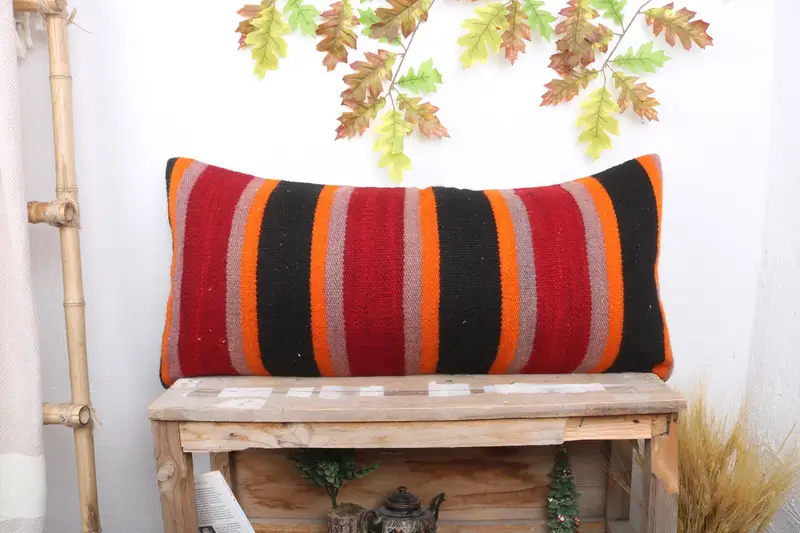 Rustic Pillow, Interior Designer Pillow, Turkish Kilim Pillow, Turkish Pillow, Cozy Throw Pillow, Pillow Sham, 16x36 Brown Pillow Case - 1
