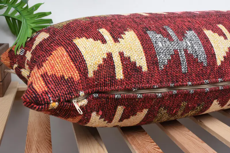 Handmade Kilim Cushion, Shabby Chic Cushion Case, Turkish Pillow, Colorful Cushion Cover, 16x43 Pink Pillow Case, Pillow, Boho Pillow - 6
