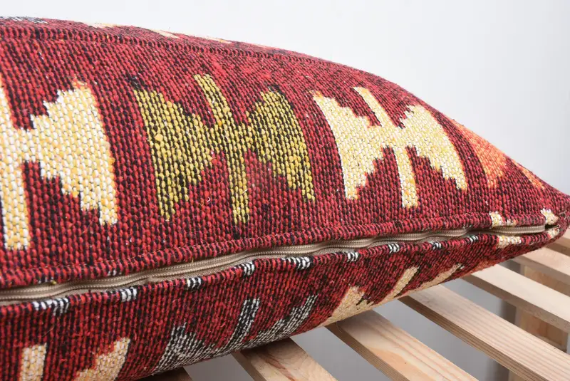 Handmade Kilim Cushion, Shabby Chic Cushion Case, Turkish Pillow, Colorful Cushion Cover, 16x43 Pink Pillow Case, Pillow, Boho Pillow - 7
