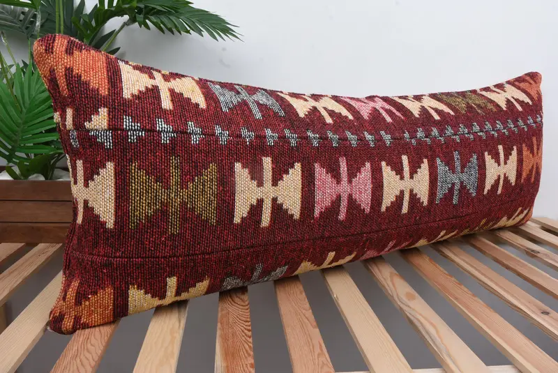 Handmade Kilim Cushion, Shabby Chic Cushion Case, Turkish Pillow, Colorful Cushion Cover, 16x43 Pink Pillow Case, Pillow, Boho Pillow - 4