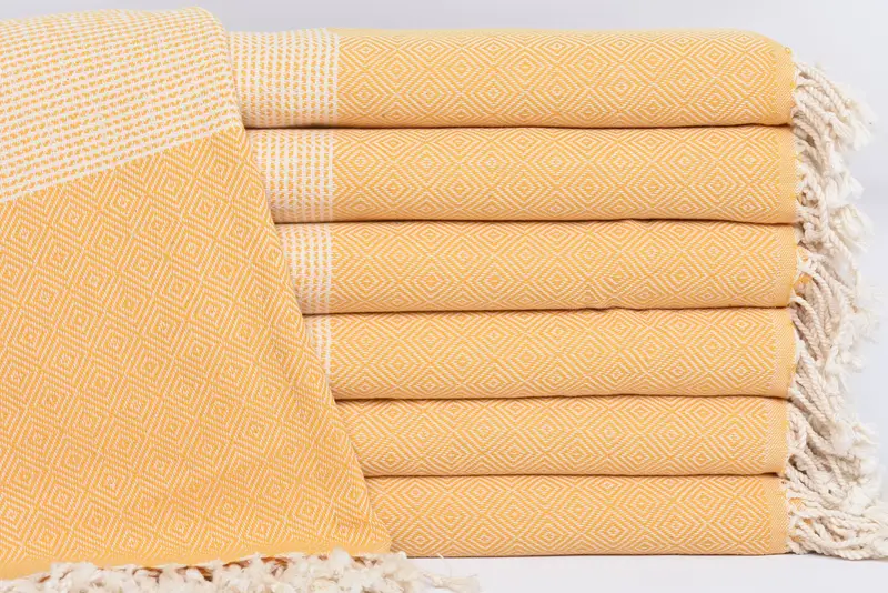 Custom Beach Towels Organic Cotton Mustard Chevron, 70x40 Inches