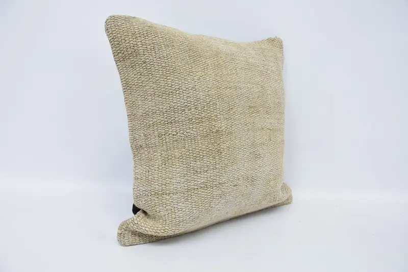 Pillow Cover, Office Chair Cushion, Kilim Cushion Sham, Floor Pillow Cover, 18x18 Beige Pillow Case, Throw Kilim Pillow, Home Decor Pillow - 3