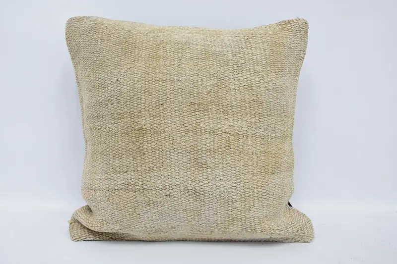 Pillow Cover, Office Chair Cushion, Kilim Cushion Sham, Floor Pillow Cover, 18x18 Beige Pillow Case, Throw Kilim Pillow, Home Decor Pillow - 1