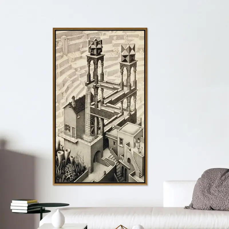 エッシャーにインスピレーションを得たシュールな抽象モダンキャンバスプリント