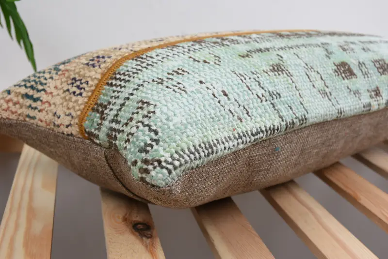 Turkish Pillow, Throw Kilim Pillow, 12x24 Beige Pillow Cover, Vintage Kilim Throw Pillow, Pillow Sham, Luxury Pillow Sham - 6