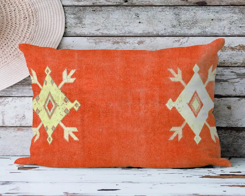 Handgefertigtes besticktes Kissen im Südwesten, Vintage-Chenille-Wurfkissen