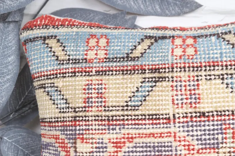 Boho Pillow, Antique Pillows, Handmade Cushion Case, Cushion, Handmade Kilim Cushion, Car Pillow Case, 12x12 Blue Pillow Sham - 2