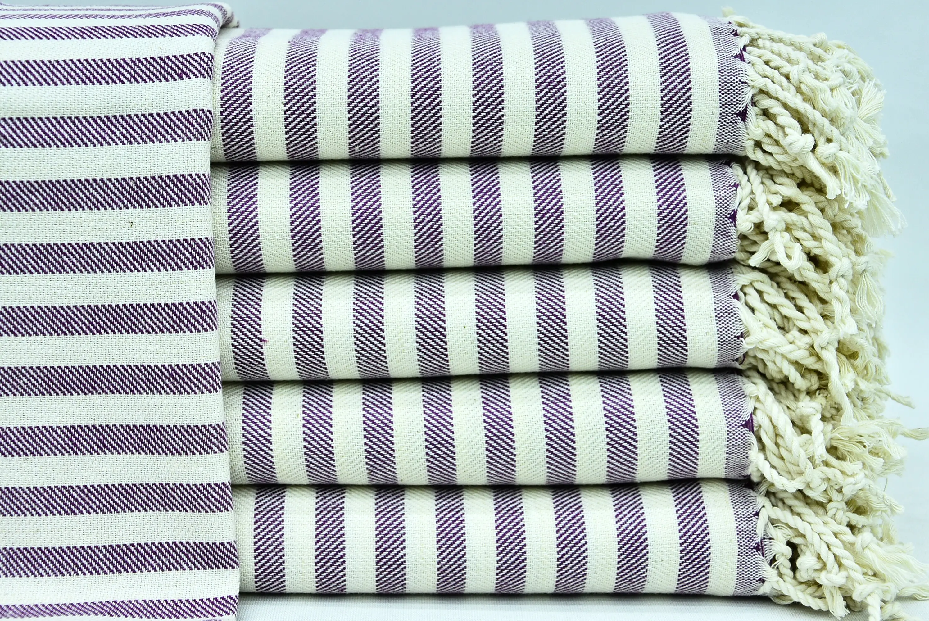 Hand Towel Kitchen Purple and White Cotton 24x40 - 1