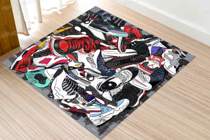 Von Graffiti inspirierter, bunt bedruckter Teppich: Modern, beliebt, elegant