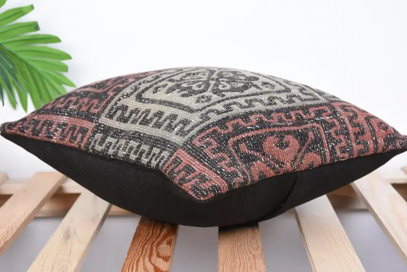 Vintage Kilim Pillow, Pillow Case, Boho Pillow Sham Cover, Turkish Rugs Pillow Sham, 14x14 Brown Pillow, Muted Pillow, Home Decor Pillow - 6