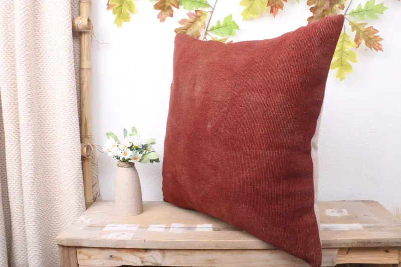 Pillow for Couch, Indoor Pillow Case, Outdoor Patio Cushion Case, 20x20 Red Pillow, Ethnical Kilim Rug Pillow, Pillow Sham, Gift Pillow - 4