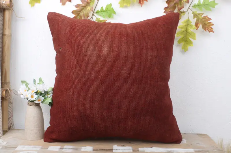 Pillow for Couch, Indoor Pillow Case, Outdoor Patio Cushion Case, 20x20 Red Pillow, Ethnical Kilim Rug Pillow, Pillow Sham, Gift Pillow - 2