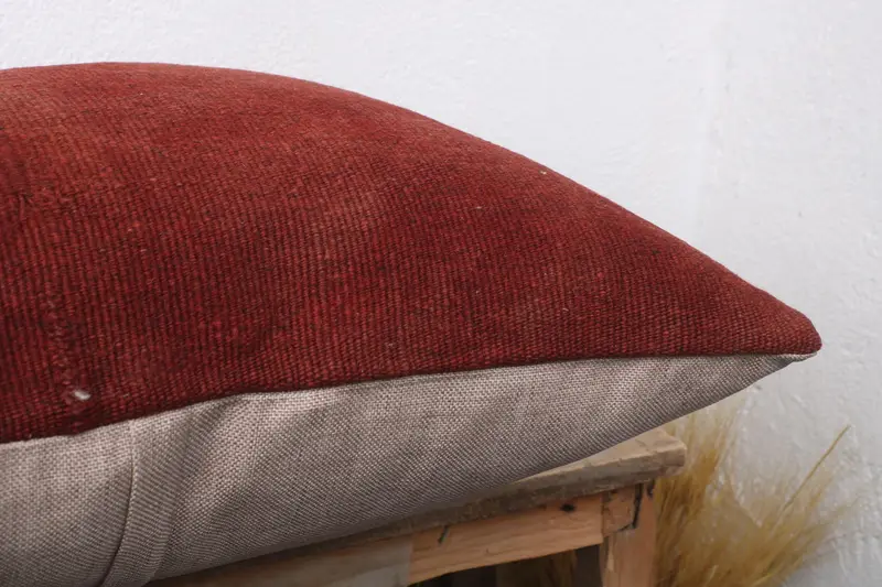 Pillow for Couch, Indoor Pillow Case, Outdoor Patio Cushion Case, 20x20 Red Pillow, Ethnical Kilim Rug Pillow, Pillow Sham, Gift Pillow - 6