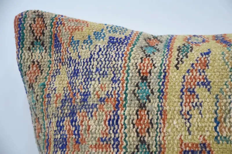 Kilim Pillow, Aztec Pillow Case, 20x28 Blue Pillow, Home Decor Pillow, Pillow Case, Muted Cushion Case, Pillow for Sofa, Handwoven Pillow - 2