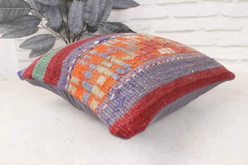 Vintage Pillow, 16x16 Blue Cushion Cover, Natural Cushion Cover, Pillow for Couch, Home Decor Pillow, Crochet Pattern Cushion Case, Cushion Case - 6