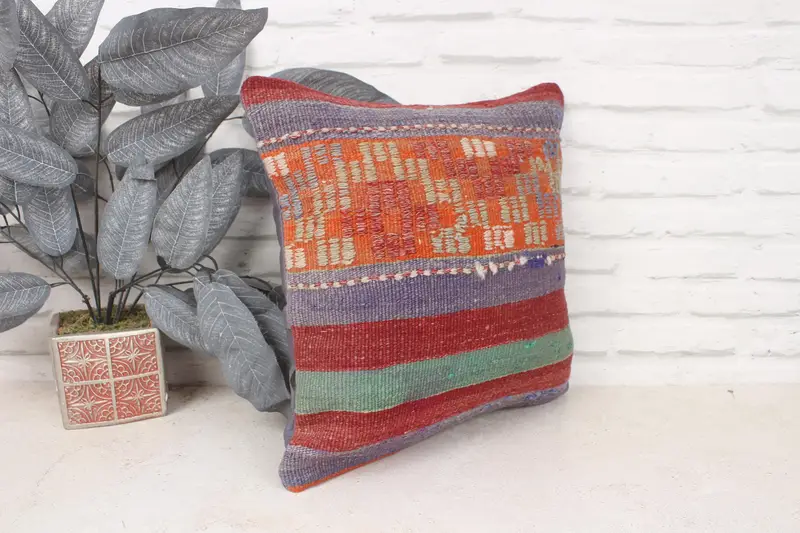 Vintage Pillow, 16x16 Blue Cushion Cover, Natural Cushion Cover, Pillow for Couch, Home Decor Pillow, Crochet Pattern Cushion Case, Cushion Case - 3