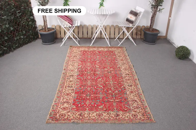 Alfombra Red Ombré, 1,1x1,8m Elegante decoración en rojo y beige