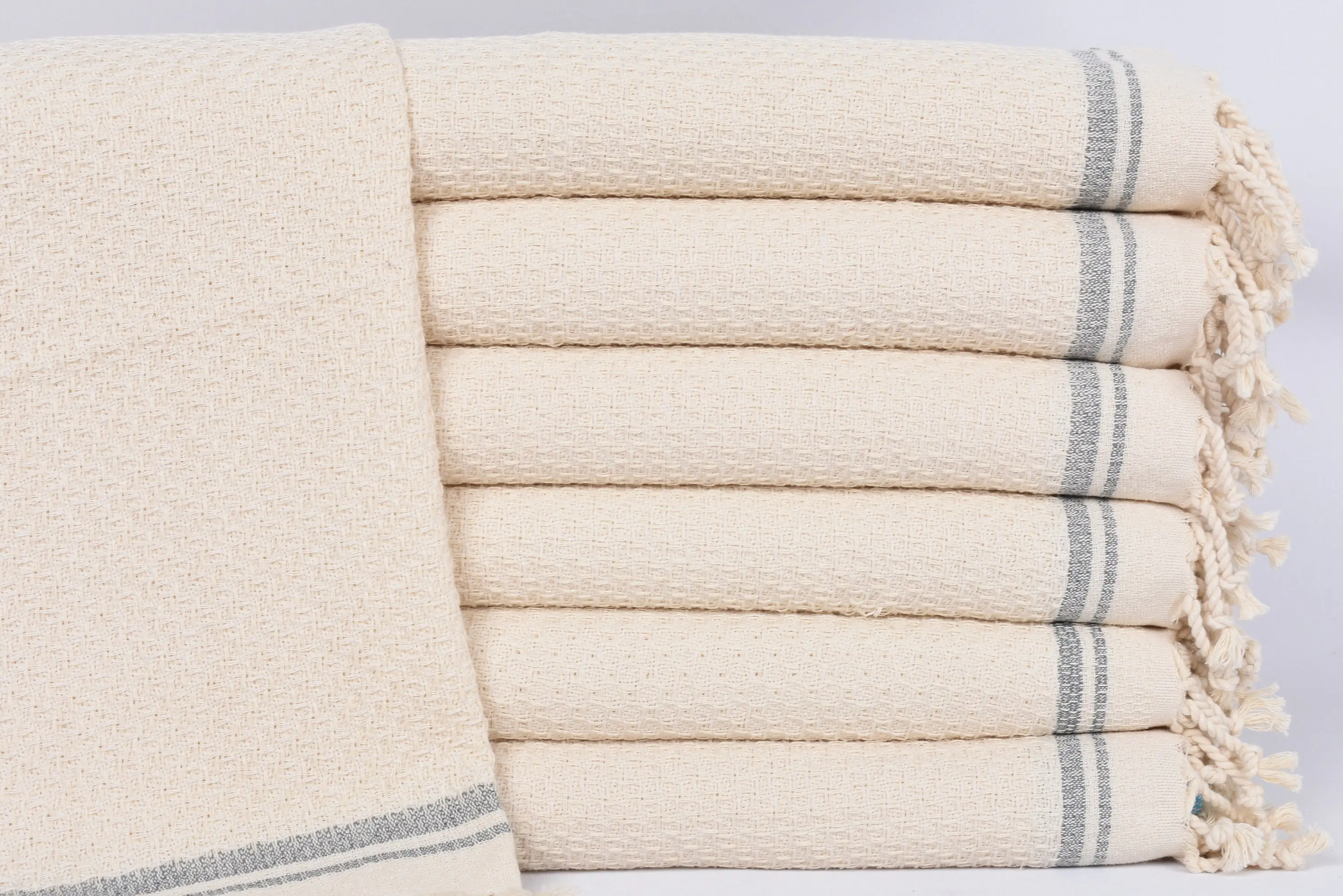 Small Bath Towels Dark Gray Striped Tea Towel, 38x18 Inches - 1