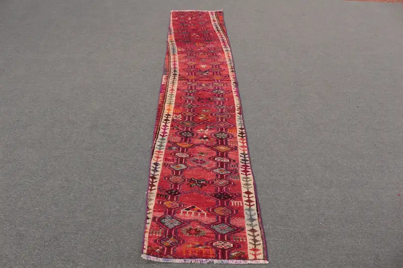 Kırmızı Ombré Halı, Mor Desenli 9x8,96 ft