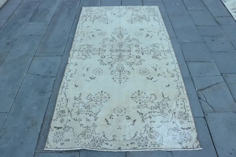 Alfombra Floral Marrón, Beige, 3,5x6,6ft Decoración Elegante