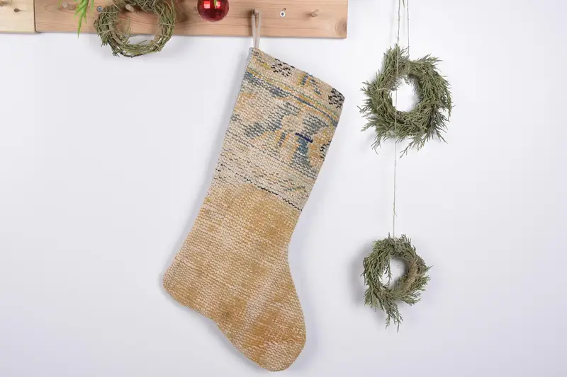 Noel Süsleri Deseni, 19 İnç Genişliğinde Kişiselleştirilmiş Noel Çorabı