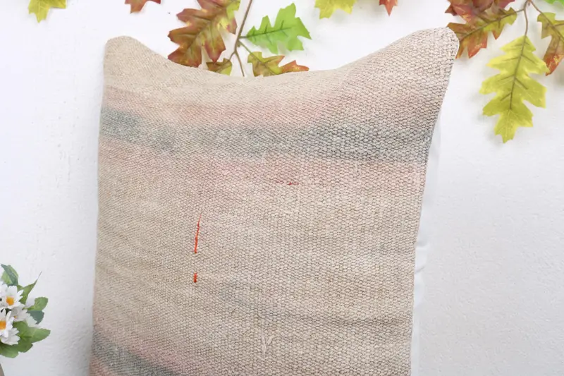 Lounge Throw Cushion Cover, Pillow for Sofa, 20x20 Beige Pillow Case, Interior Designer Pillow, Turkish Kilim Pillow, Pillow Cover - 5