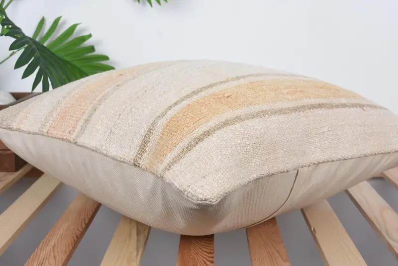 Sofa Bolster Pillow Cover, 20x20 Beige Cushion Cover, Pillow for Couch, Pillow for Sofa, Handmade Kilim Cushion, Cushion, Bolster Cushion Cover - 6