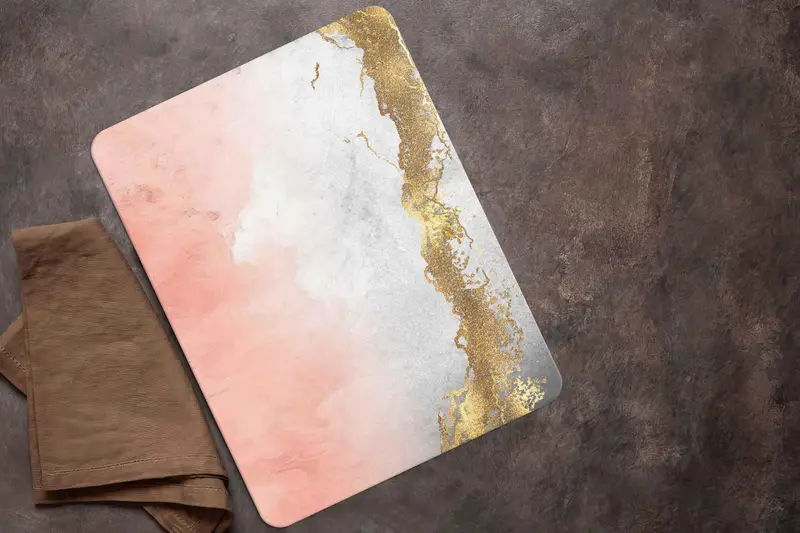 ゴールド大理石ガラスまな板、コンテンポラリーキッチンエッセンシャル