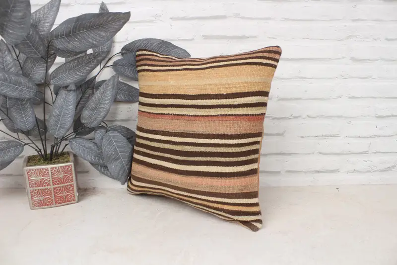 Pillow for Couch, Pillow for Sofa, Turkish Kilim Pillow, Pillow, Ethnic Throw Cushion Cover, 16x16 Beige Cushion Cover, Natural Cushion - 4