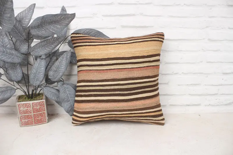 Pillow for Couch, Pillow for Sofa, Turkish Kilim Pillow, Pillow, Ethnic Throw Cushion Cover, 16x16 Beige Cushion Cover, Natural Cushion - 1