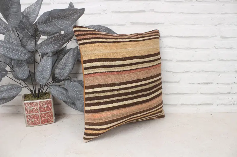 Pillow for Couch, Pillow for Sofa, Turkish Kilim Pillow, Pillow, Ethnic Throw Cushion Cover, 16x16 Beige Cushion Cover, Natural Cushion - 3