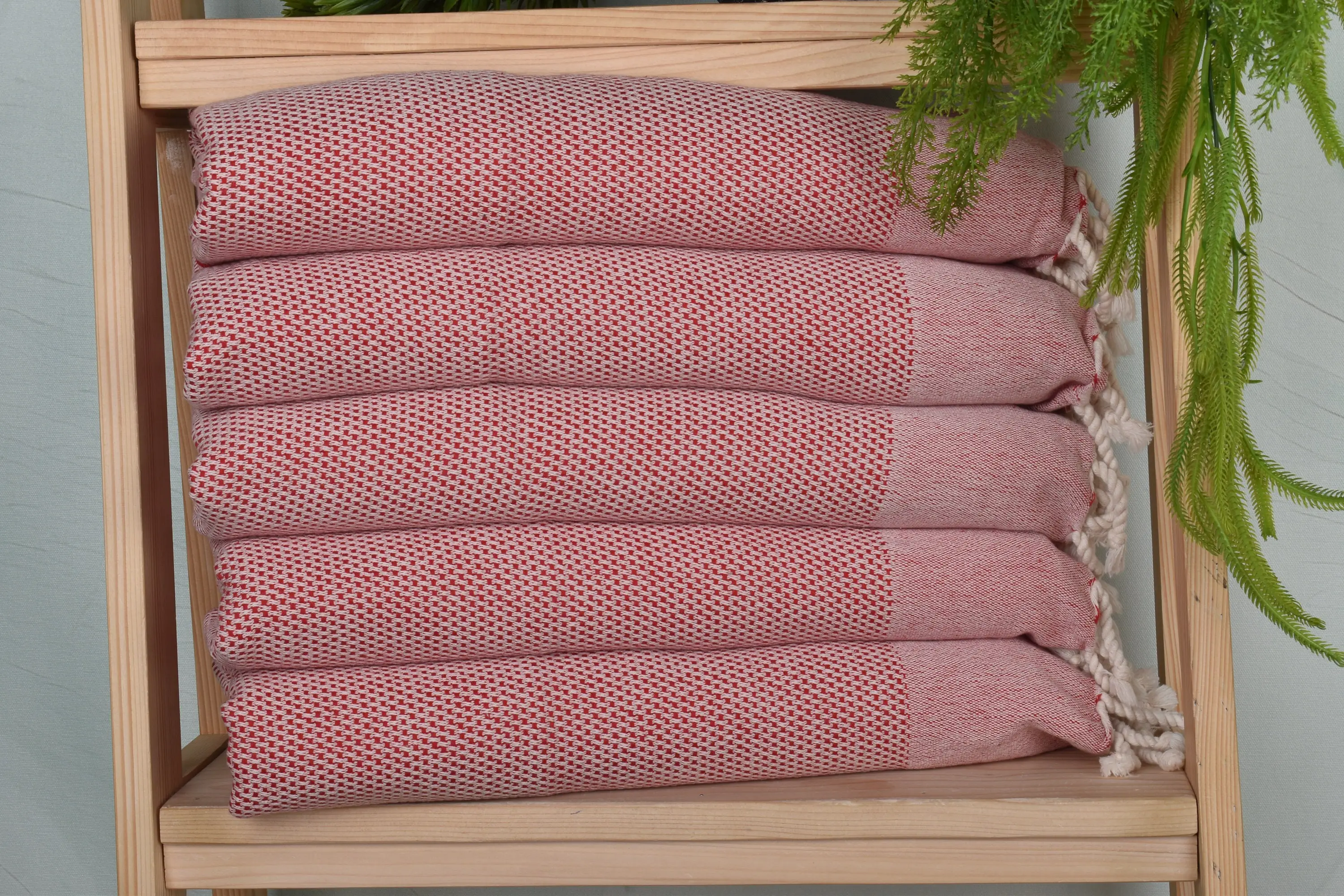 Polka Dot Hand Towel Red Cotton, 24x44 Inches - 1
