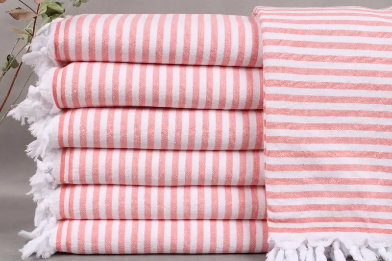 Personalized Turkish Towel, Beach Towel, Orange Beige, 36x71 Inches