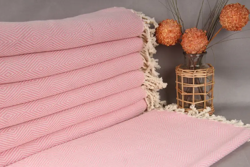 Personalized Turkish Beach Towel Gift Pink Diamond, 40x74 Inches