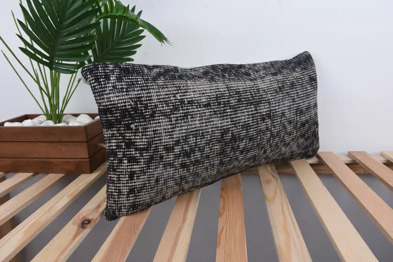 Ethnic Pillow Sham, Pillow for Sofa, Turkish Pillow, 12x24 Black Pillow Cover, Ethnical Kilim Rug Pillow, Cushion Cover - 4