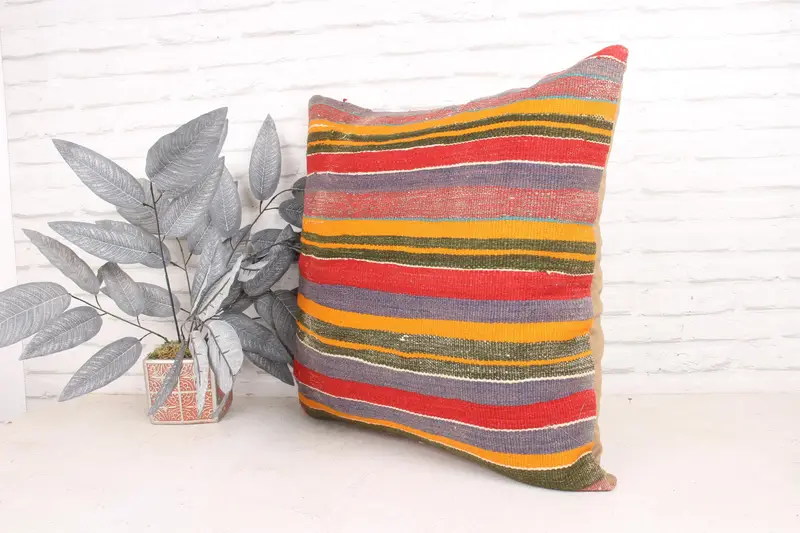 Kilim Pillow, 24x24 Red Pillow Cover, Interior Designer Pillow, Tapestry Pillow, Pillow Sham, Turkish Kilim Pillow, Anatolian Cushion Case - 4