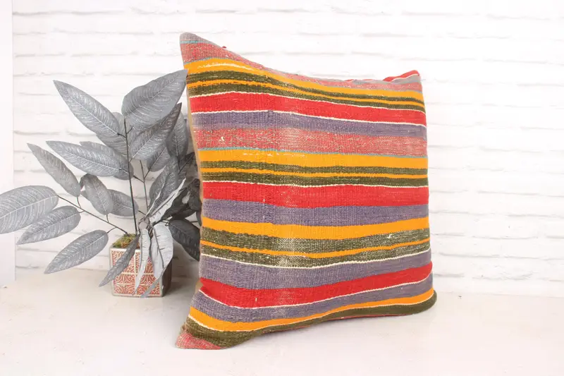 Kilim Pillow, 24x24 Red Pillow Cover, Interior Designer Pillow, Tapestry Pillow, Pillow Sham, Turkish Kilim Pillow, Anatolian Cushion Case - 3