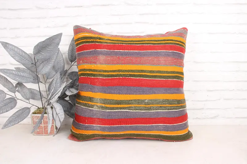 Kilim Pillow, 24x24 Red Pillow Cover, Interior Designer Pillow, Tapestry Pillow, Pillow Sham, Turkish Kilim Pillow, Anatolian Cushion Case - 1