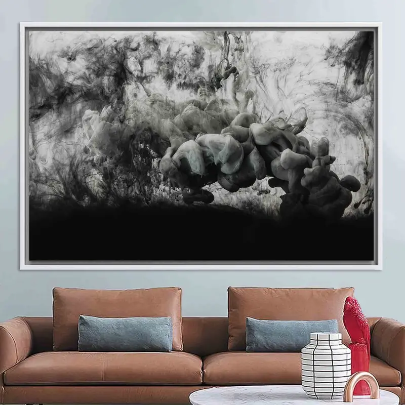 コンテンポラリー ロフト キャンバス: スモーキング ブラック & グレー ファームハウス プリント