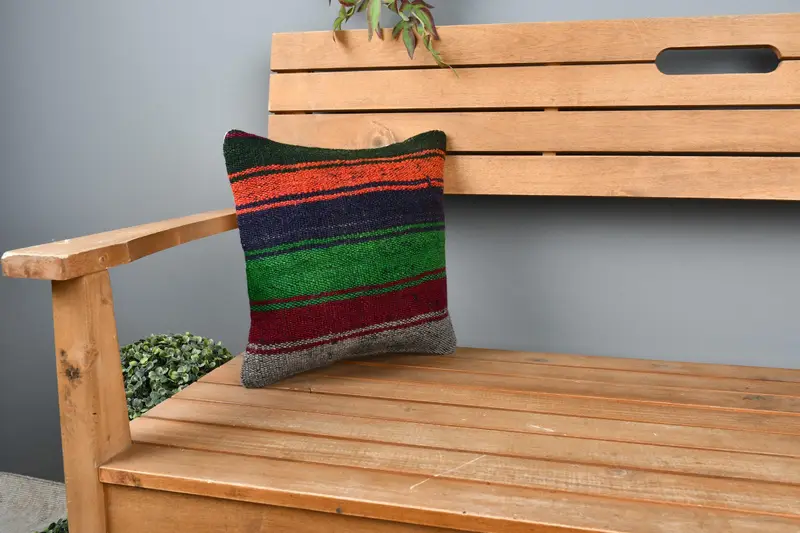 Garden Cushion, Vintage Kilim Throw Pillow, Patio Cushion Case, 12x12 Red Cushion Cover, Vintage Kilim Pillow, Pillow for Couch, Pillow - 1