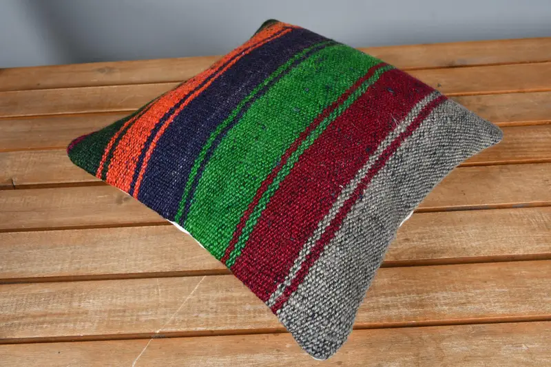 Garden Cushion, Vintage Kilim Throw Pillow, Patio Cushion Case, 12x12 Red Cushion Cover, Vintage Kilim Pillow, Pillow for Couch, Pillow - 2