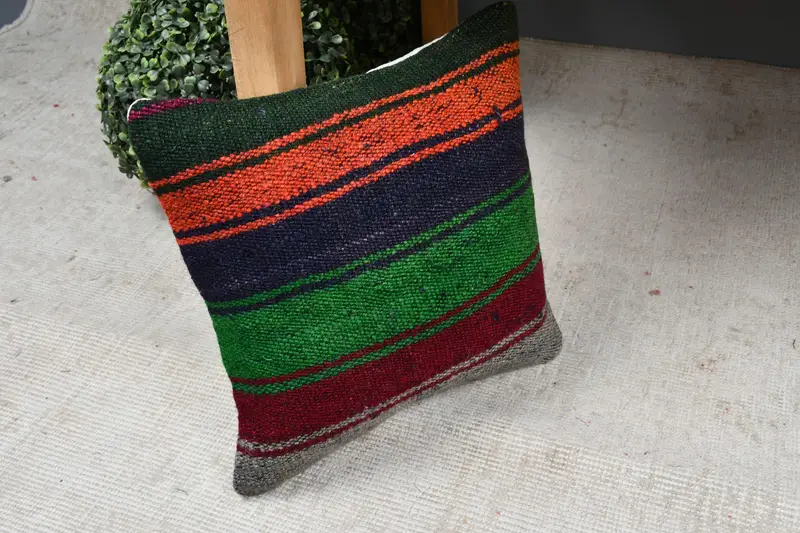 Garden Cushion, Vintage Kilim Throw Pillow, Patio Cushion Case, 12x12 Red Cushion Cover, Vintage Kilim Pillow, Pillow for Couch, Pillow - 7