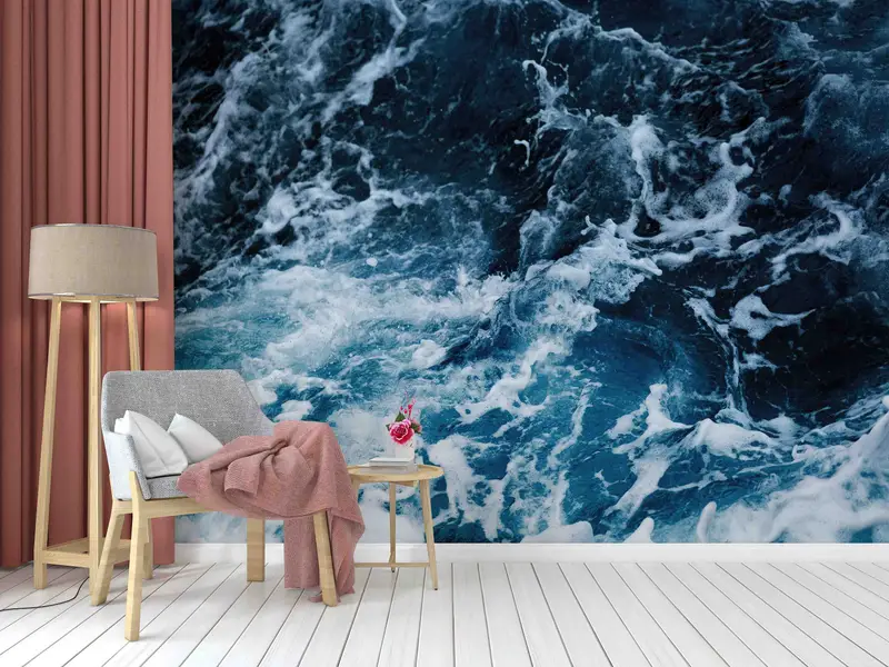 Papel pintado con paisaje oceánico impreso: elegante decoración del hogar con paisaje marino