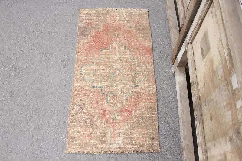 Handmade Red & Green Rug, 0.1x2.8 ft Geometric Floral