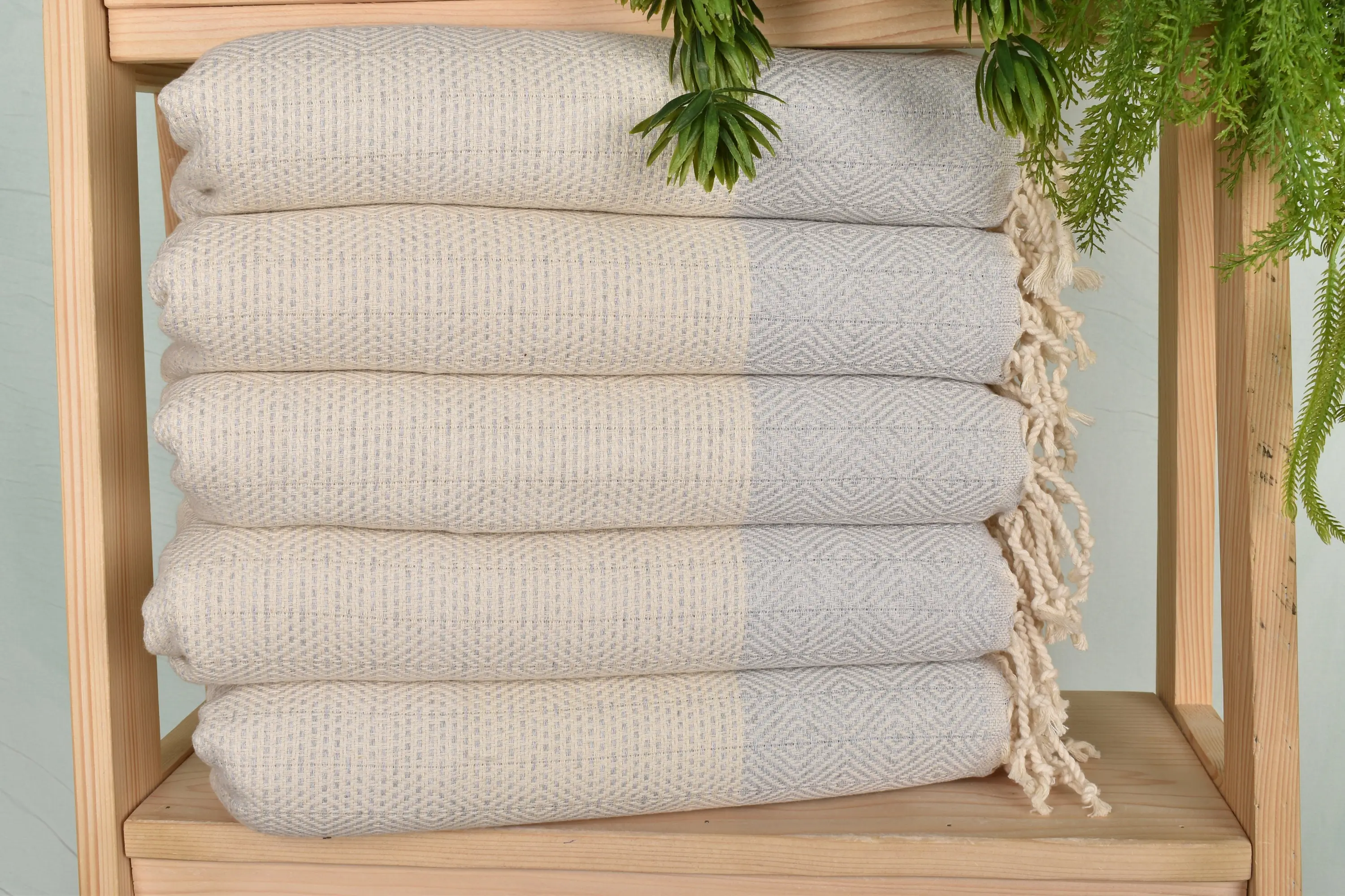 Diamond Hand Towel Cotton Light Gray, Organic/Linen, 36x18 Inches - 1