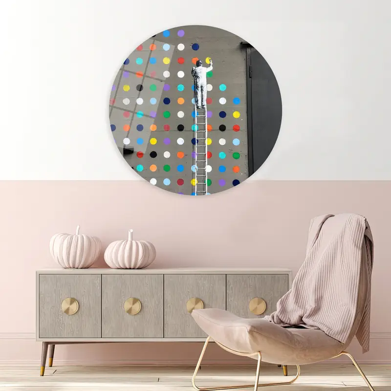 Modern Banksy Colorful Dots Printed Canvas - Trendy Wall Art
